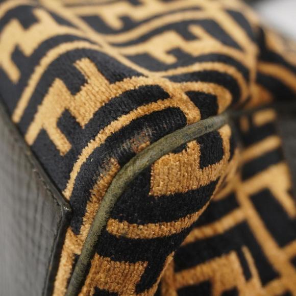 Fendi Tote Bag Zucca Leather Pile Brown Black Women's - Picture 7 of 13